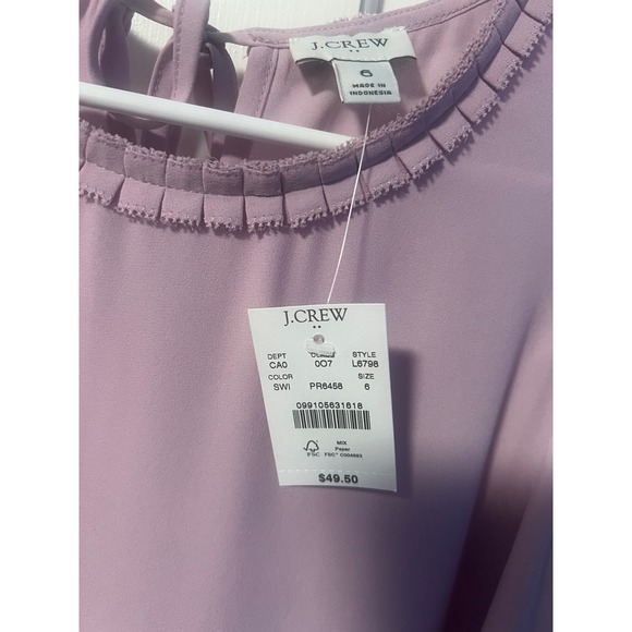 J.Crew Sleeveless Top Ruffle Neck Tie Back Blouse Lavender Purple Size 6 - Picture 4 of 5